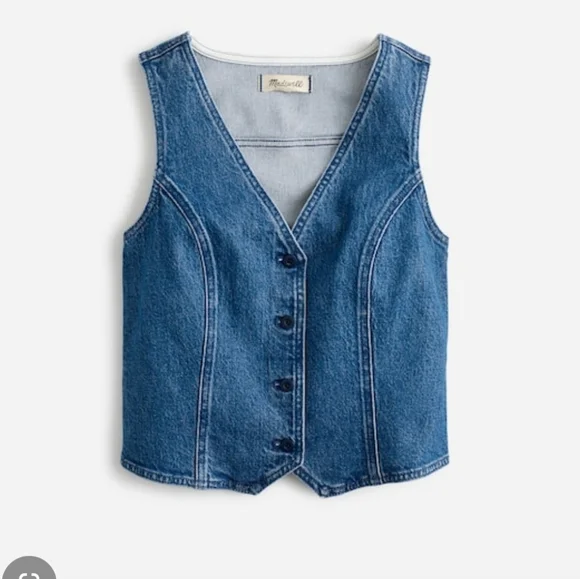 Madewell Denim Cropped Vest Size 4 - Picture 1 of 7